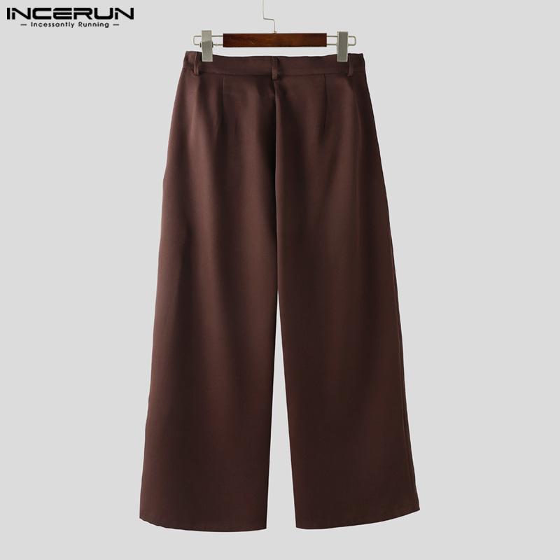 INCERUN Pánské rozepínací kalhoty s vysokým pasem, patchworkové, ležérní, dlouhé, rovné