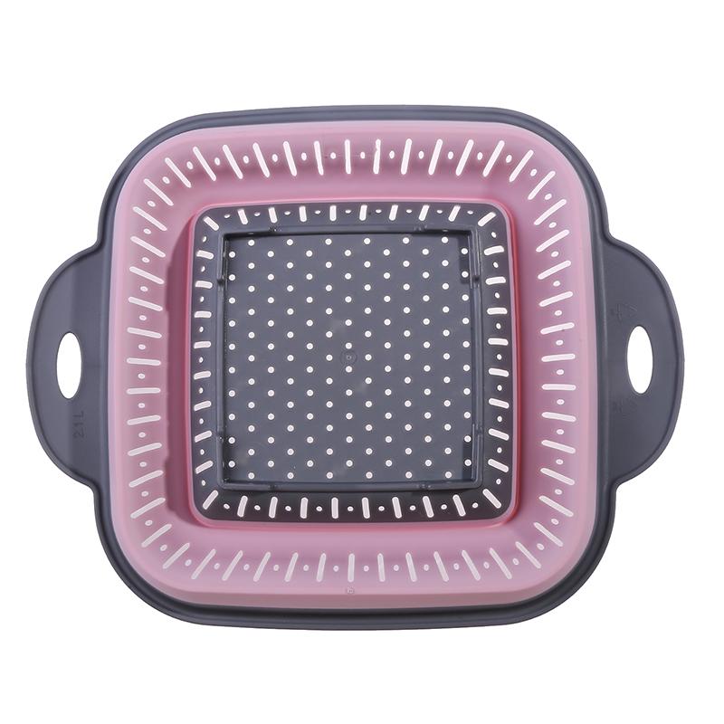Silicone Kitchen Foldable Storage Basket Collapsible Colander Strainer Fruit Vegetable Drainer Kitchen Draining Filter Organzier