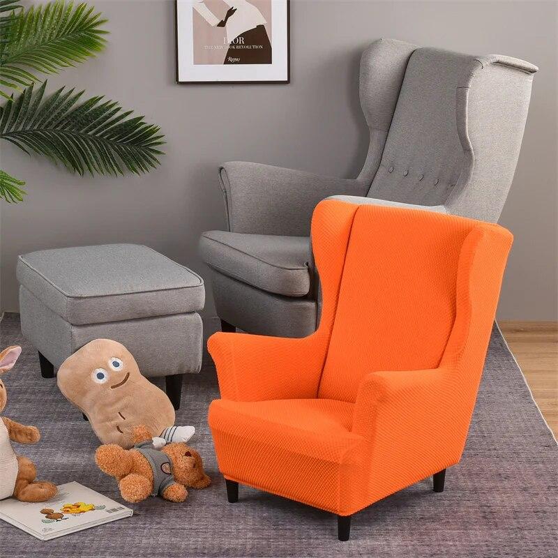 Elastic Kids Wing Chair Cove Polar Fleece Spandex Children Wingback Armchair Covers Single Sofa Slipcovers Furniture Protector