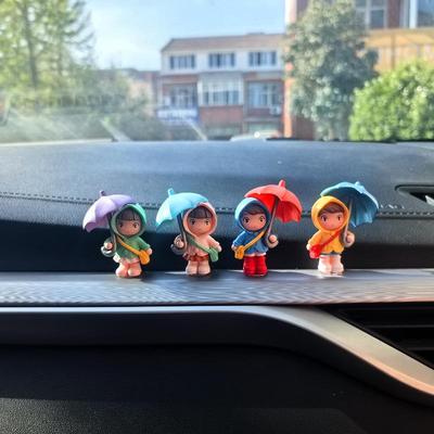 Adorable Cartoon Girl Umbrella Car Ornament - Interior Decor for Console & Windows