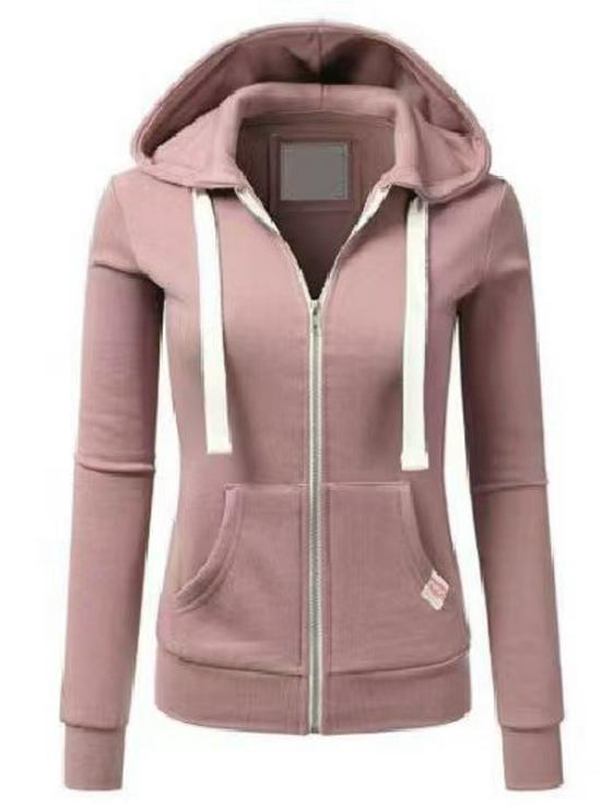 Women's Cross-Border Sports Hoodie Cardigan - Solid Color Hooded Jacket