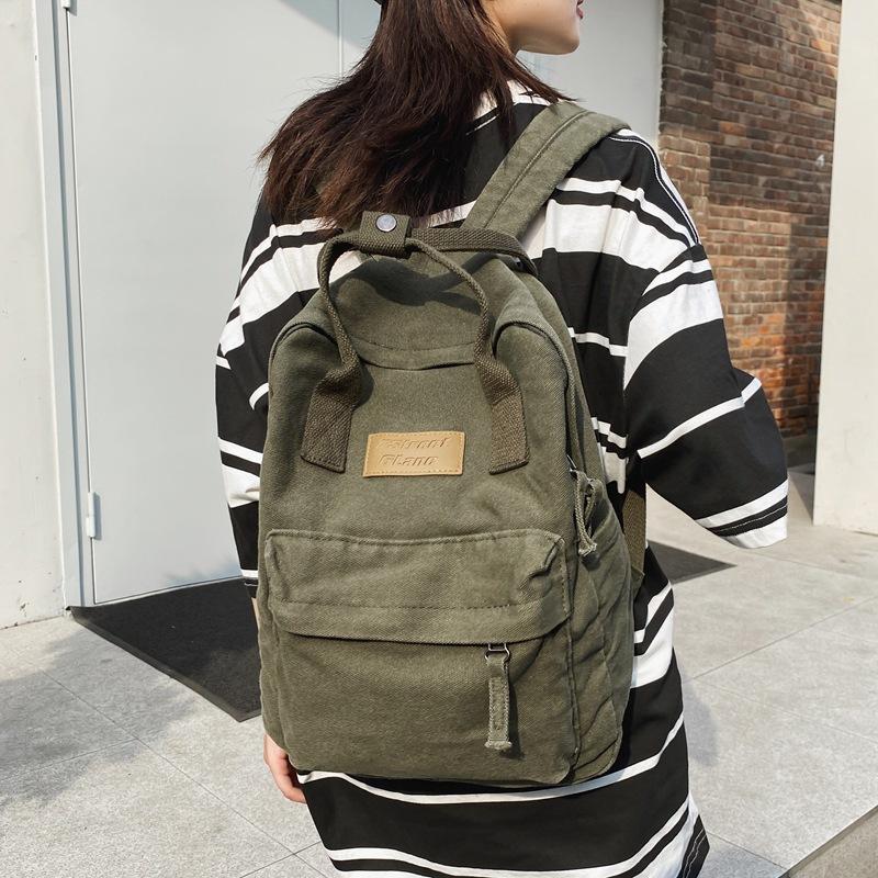 Canvas Bag Large Capacity Female Student Backpack Men's Schoolbag