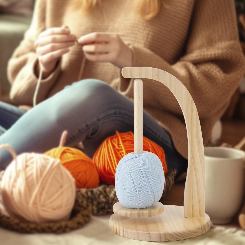 1pc Rotating Wooden Yarn Spinder Holder- DIY Handcrafted Knitting & Crochet Yarn Rack, Weaving Yarns Spool Stand & Storage Rack