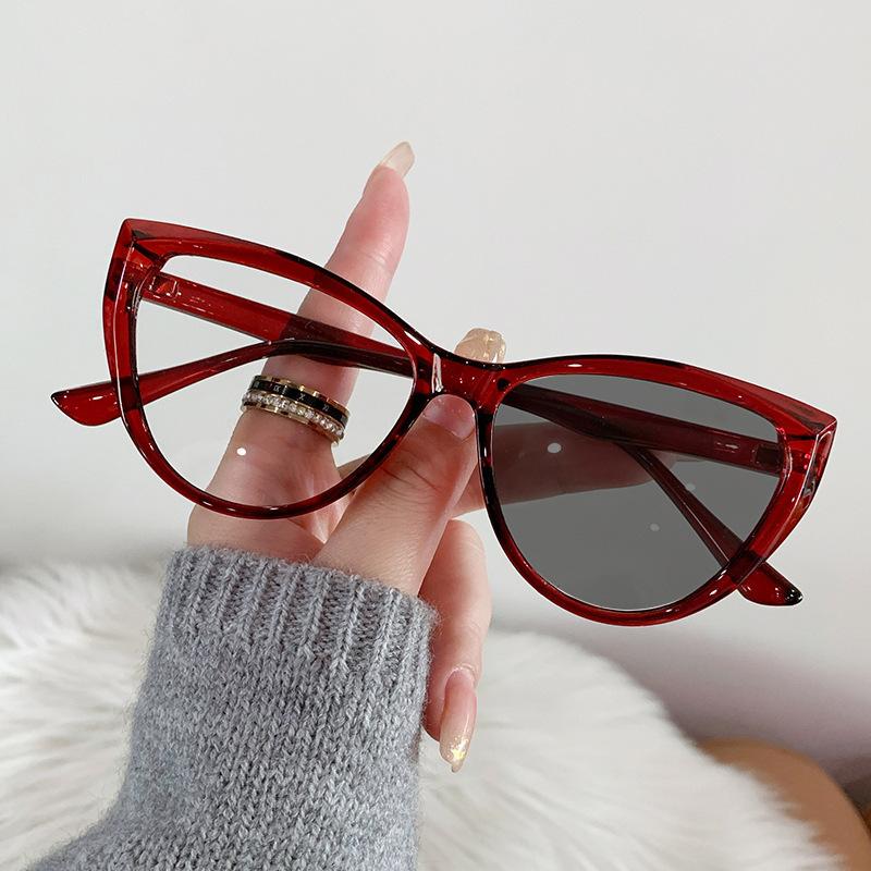 Fashion Cat Eye Photochromic Glasses Vintage Women Men Color Change Eyeglasses Frame Anti Blue Light Eyewear UV400 Sun Glasses