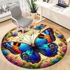 1pc Butterfly Floral Art Chair Carpet for Office, Round Non Slip Durable Large Size Office Carpet, Suitable for Office