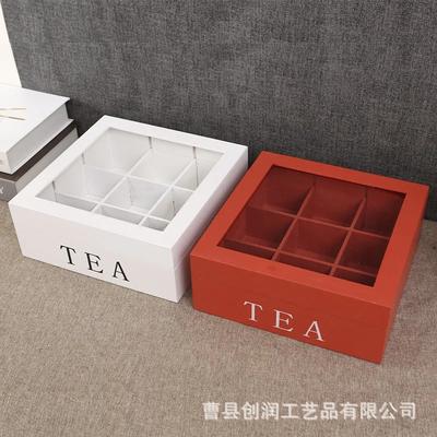 Scatola da tè a 9 scomparti in legno di bambù Portaoggetti per bustine di tè, caffè, caramelle per armadietti da cucina, porta gioielli per tè