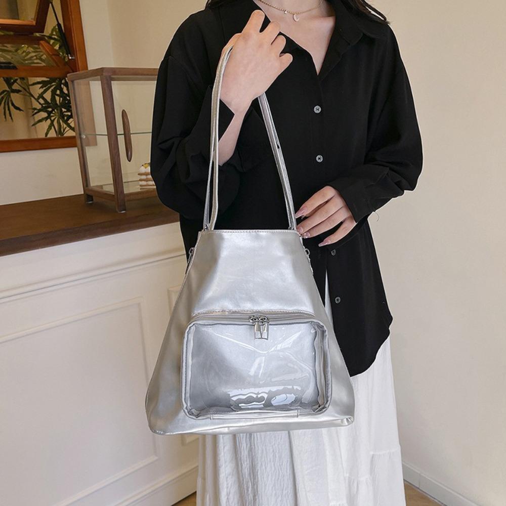 

Multifunctional PU Backpack Dual-use Lolita Tote Bag Kawaii Transparent Itabag Women рожевий