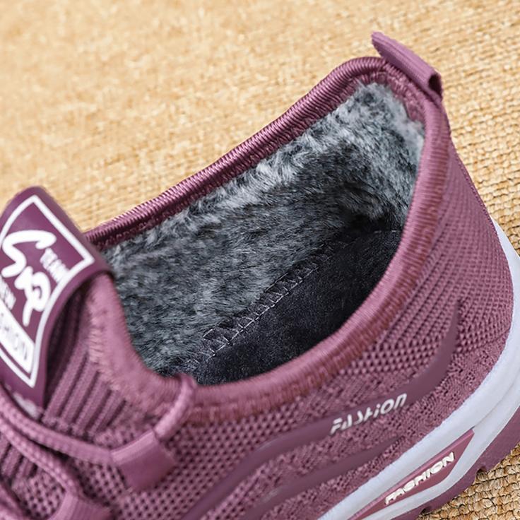 Winter Warme Gestrickte Pelz Mokassins Damen Sport Sneaker Weiblich Weiche Warme Bequeme Schuhe