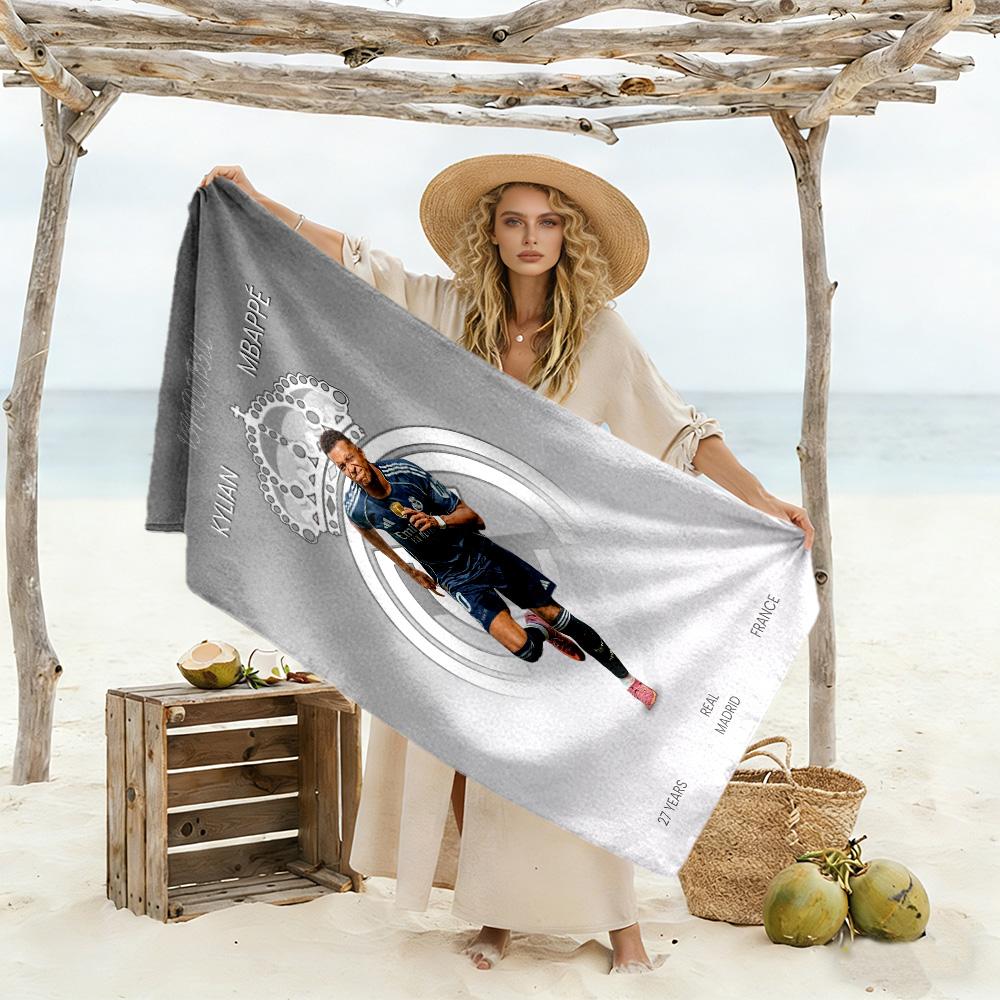 Star Player Kylian Mbappé Beach Towel High Absorbency Quick-Dry Comfortable Lightweight for Traveling Yoga Camping and Swimming