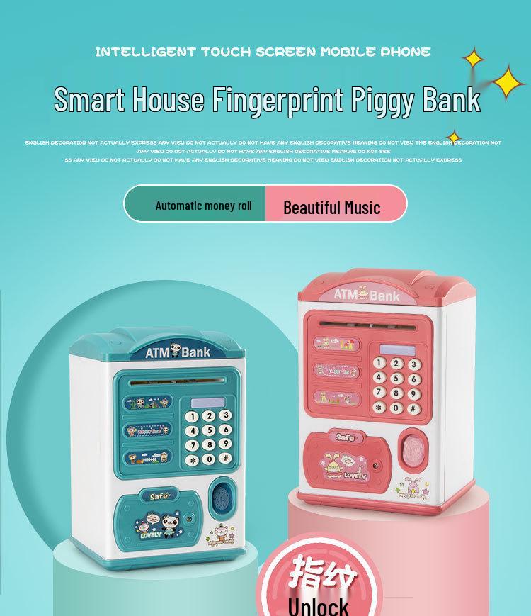 Children's Fingerprint Piggy Bank: Multifunctional Electric Coin Safe & Password Box Toy