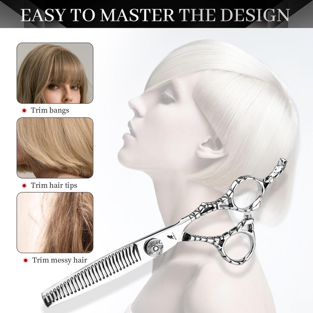 6.0 Inch 440C Double-Sided Tooth Scissors, Hair Scissors, Flat Scissors, Bangs Scissors, Tooth Scissors, 15% Thinning.