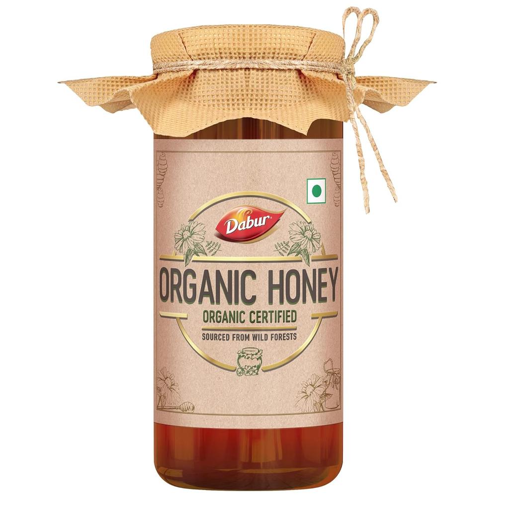 Dabur Raw Organic Honey 300g | 100% Pure Natural Wildflower Honey | NPOP Certified | Unprocessed, Unpasteurized, No Sugar Adulteration