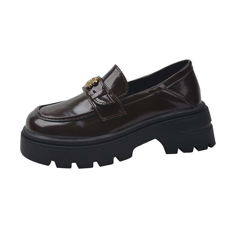 

Camellia brown loafer small leather shoes women s 2025 new spring and autumn platform JK versatile British style Mary Jane 40