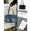 Korean Style MK Crossbody Denim Tote - Large Capacity, Versatile, High-End One-Shoulder Bag
