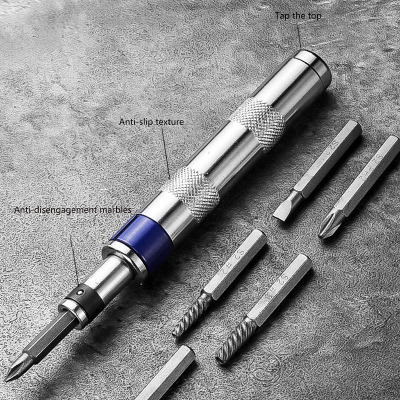 Reversible Impact Screwdriver Set Detachable Head Steel Construction For Professional Maintenance Work