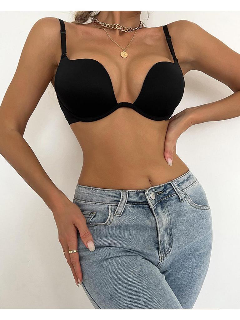 Dames Effen Kleur Converge Verstelbare BH Ademend Push Up Beugel BH BH Gezellige Borst Buis Top Bralette Vest