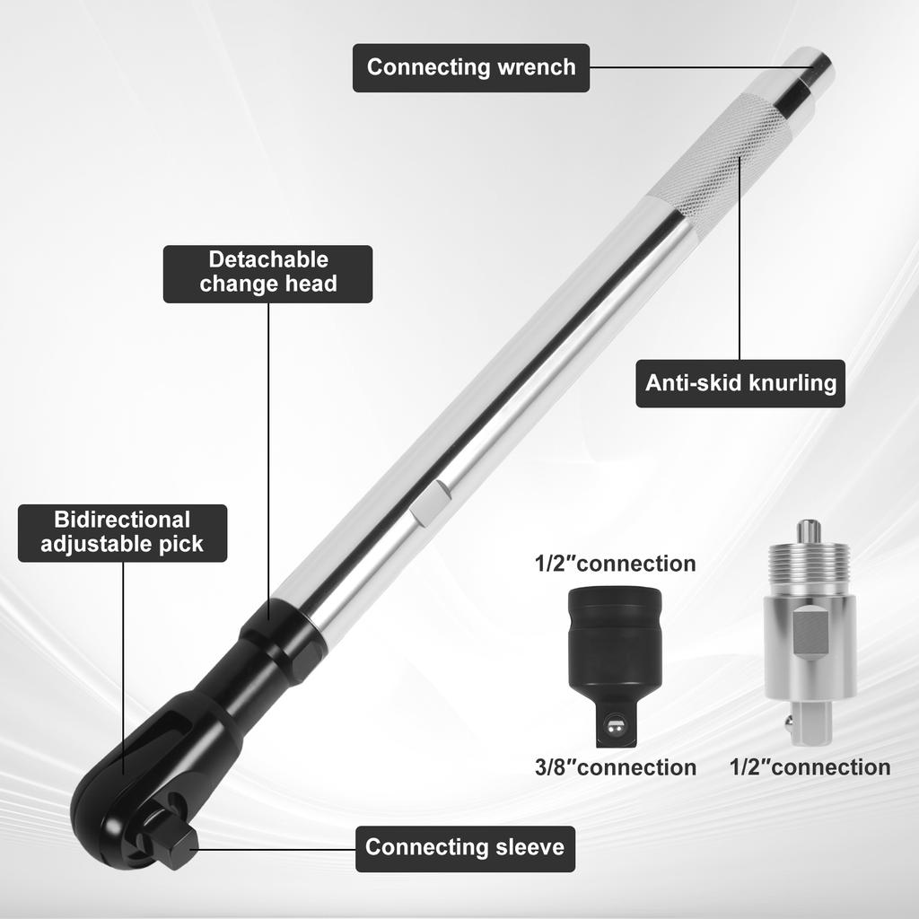 3in1 Wrench Extend Rod Heavy Duty Ratchet Extension Multi-functional Wrench Extender Portable for Tight Space Automobile Repair
