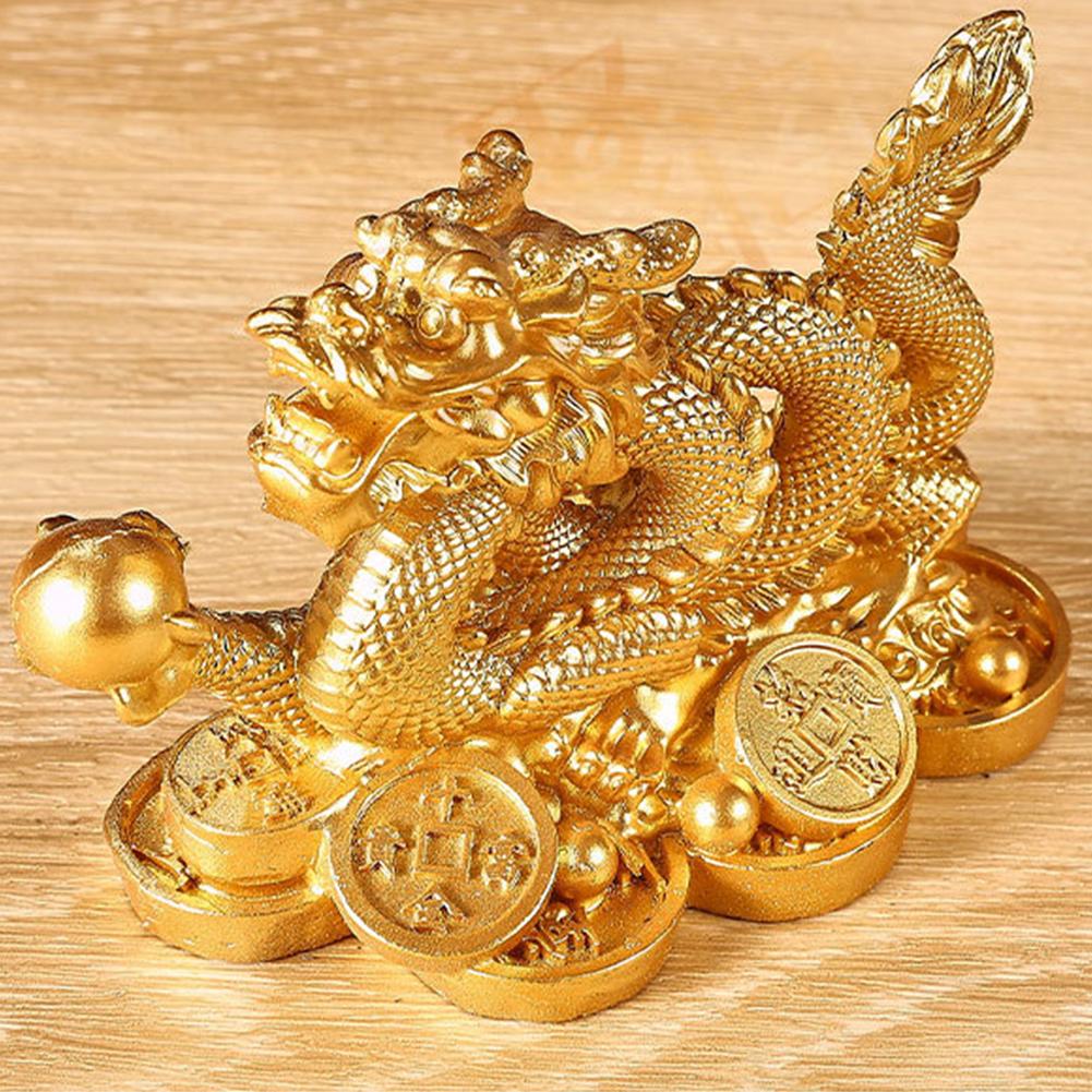 2025 Chinese Dragon Figurines Resin Dragon Figurine Ornament Attract Wealth Auspicious Dragon Statuette Desktop Decoration