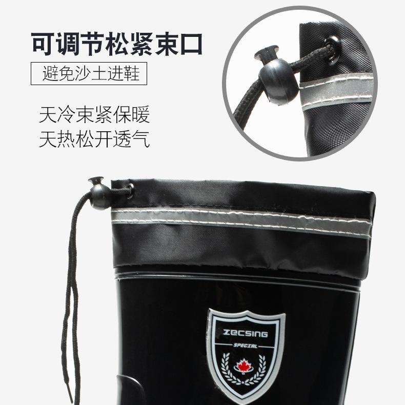 Water Shoes Pull Rope Elastic Waterproof Mouth Rain Shoes Men's Rubber Shoes Rain Boots Medium Tube Beef Tendon Sole Non-slip Waterproof Oil-proof