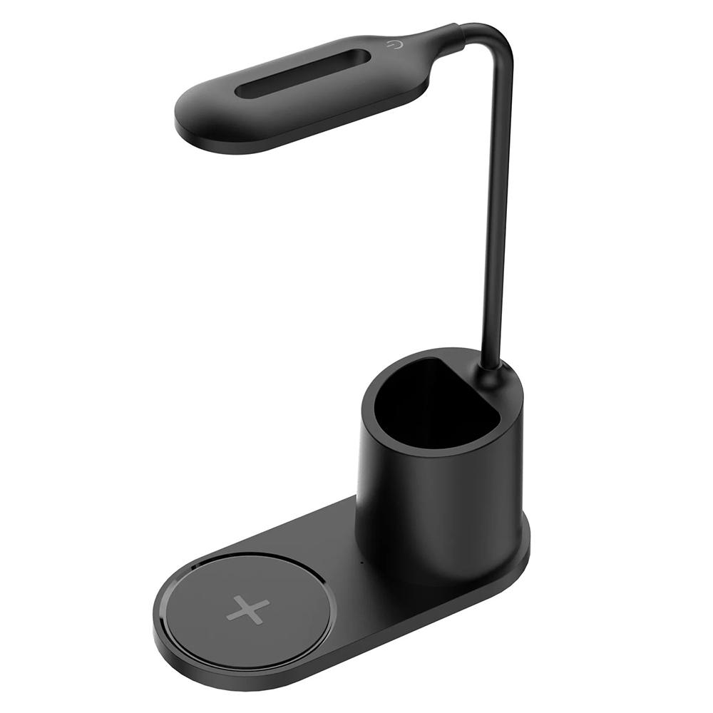 

HT-513 3-in-1 15W Phone Wireless Charger Pen Holder Eye Protection LED Table Lamp Black