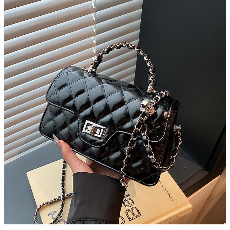 

Женская сумка кроссбоди на цепочке с ромбовидным узором класса люкс чёрный