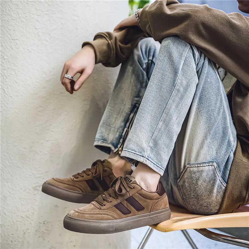 Vintage Herren-Sneakers Mode Bequeme Wildleder Vulkanisierte Schuhe Für Herren Street Klassisches Design Schnürschuhe Lässige Sneakers Herren