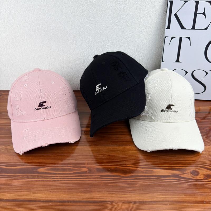 Hat Female Street New Ripped Baseball Cap Letter Embroidery Versatile Casual Couple Cap Male