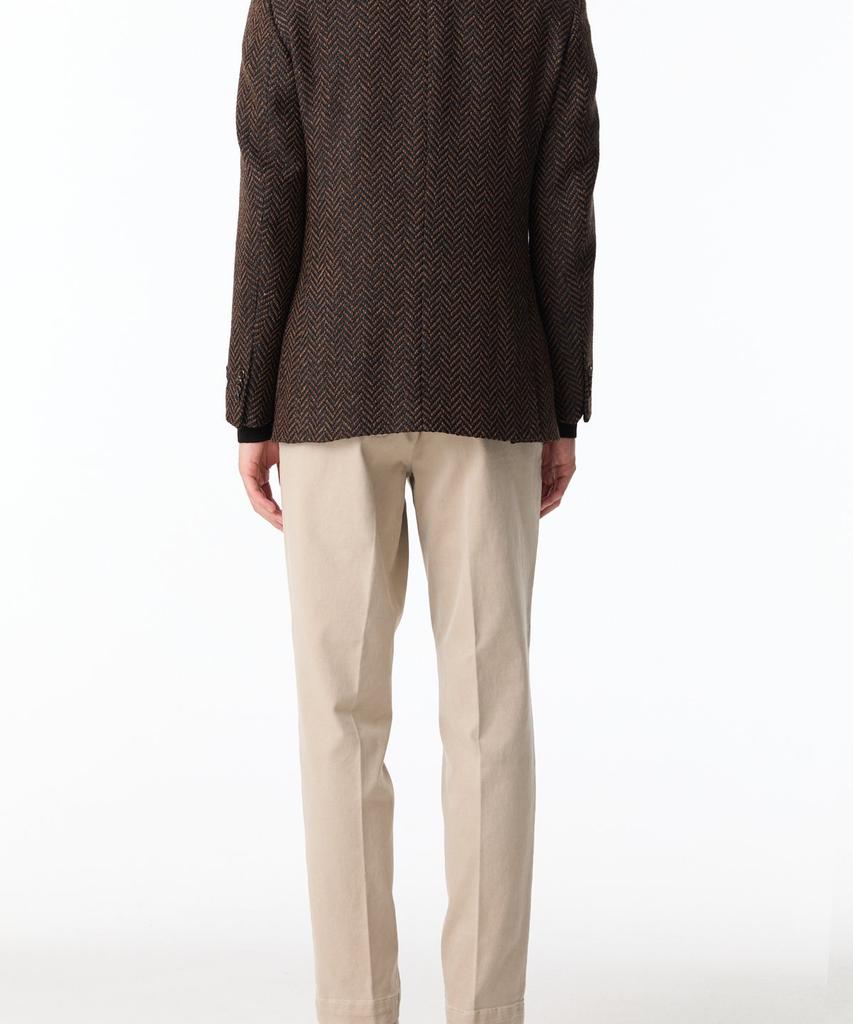 Man On The Boon Notched Lapel Chunky Herringbone Single Jacket_Brown 4714302010