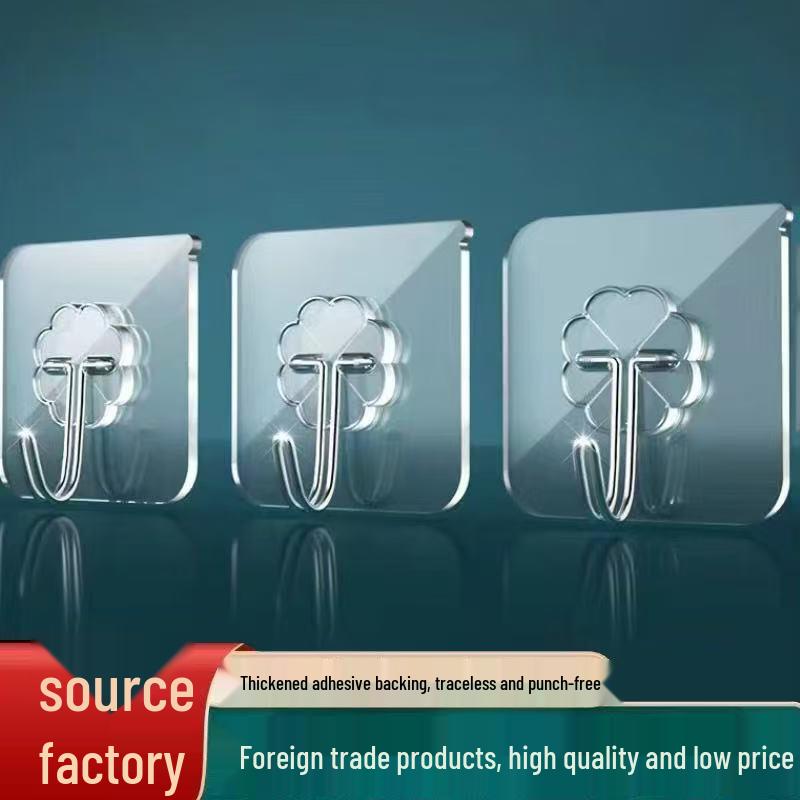 Strong No-Punch Adhesive Plastic Hooks - Transparent, Load-Bearing for Kitchens
