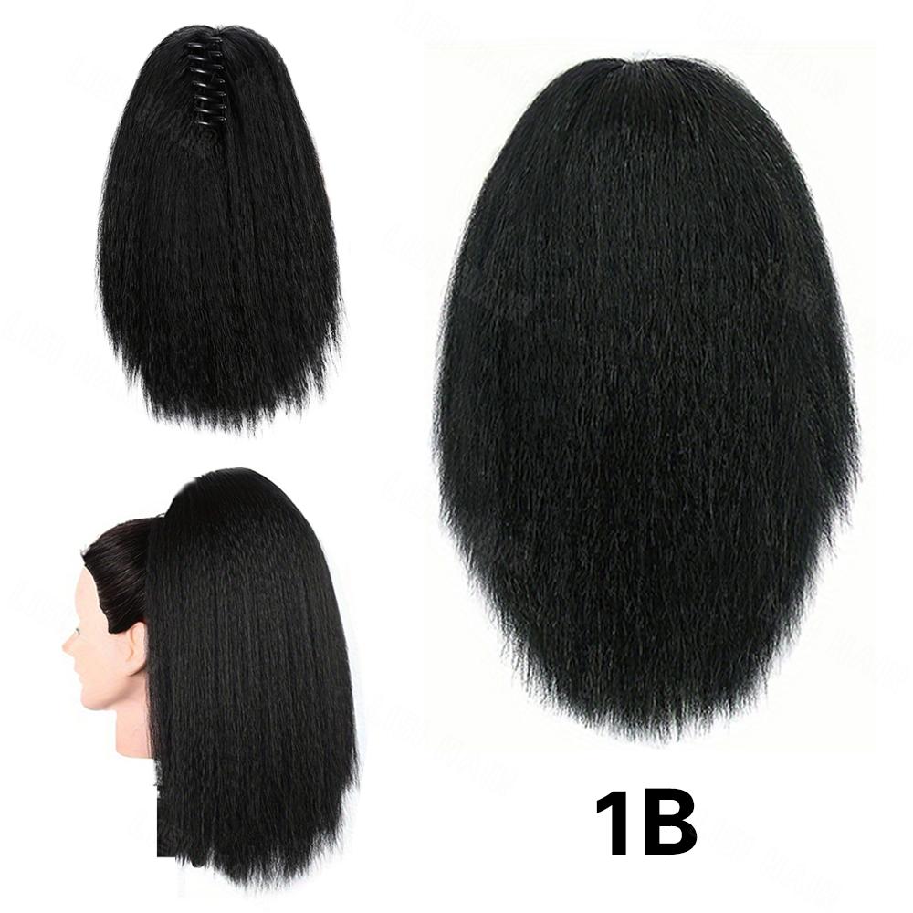 XINRAN Extensii de perucă sintetică, scurtă și dreaptă, cu gheare, în coadă de cal, pentru femei, îmbrăcăminte zilnică
