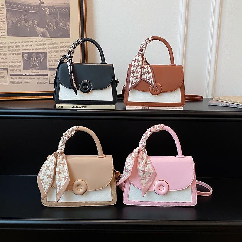 Fashion Splicing Contrasting Color Small Square Bag New Simple Personalized Handbag Trendy Versatile Shoulder Messenger Bag