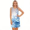 Sleeveless Floral Print Dress for Women Casual Round Neck Lightweight Summer Dress with Side Slit Design