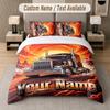 Truck Theme Custom Text Or Name 3Pcs Bedding Set 1 Flat Sheet & 2 Pillowcases Personalized Home Bedding