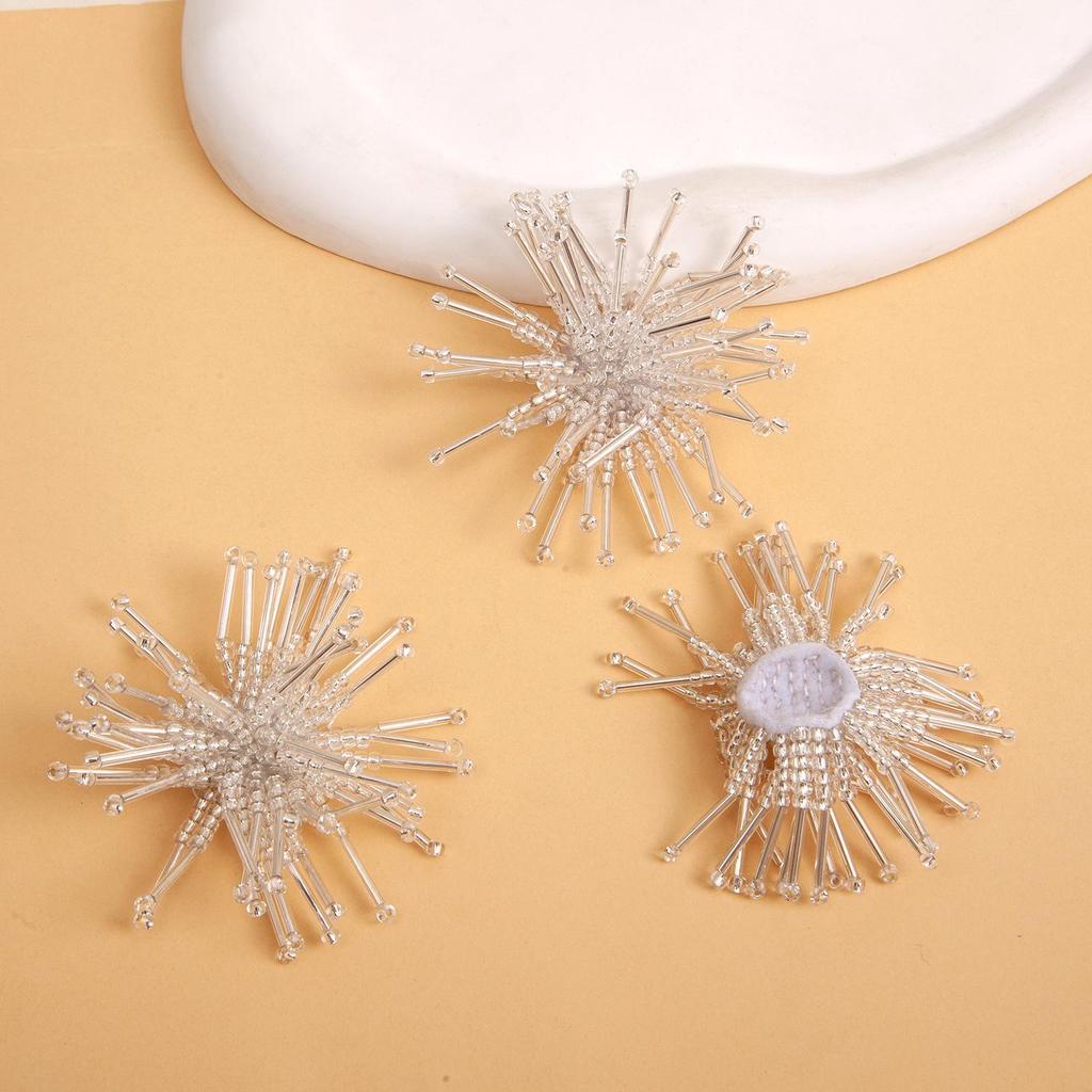 Versatile Black Firework Tassel Flower Hair Clip & Earring Material for DIY Weaving and Beading.