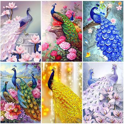 DIY Pfau 5D Diamantmalerei Vollrunde Bohrer Tier Diamantstickerei Kreuzstich Mosaik Harz Heimdekor Wandkunst