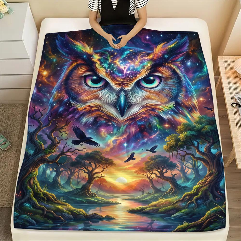 Aurora Sky Gorilla Unicorn OwlPrint Flannel Blanket,High quality Comfortable for All Seasons,Home Decor,Warmth and Comfort,Perfect for Christmas Gifts
