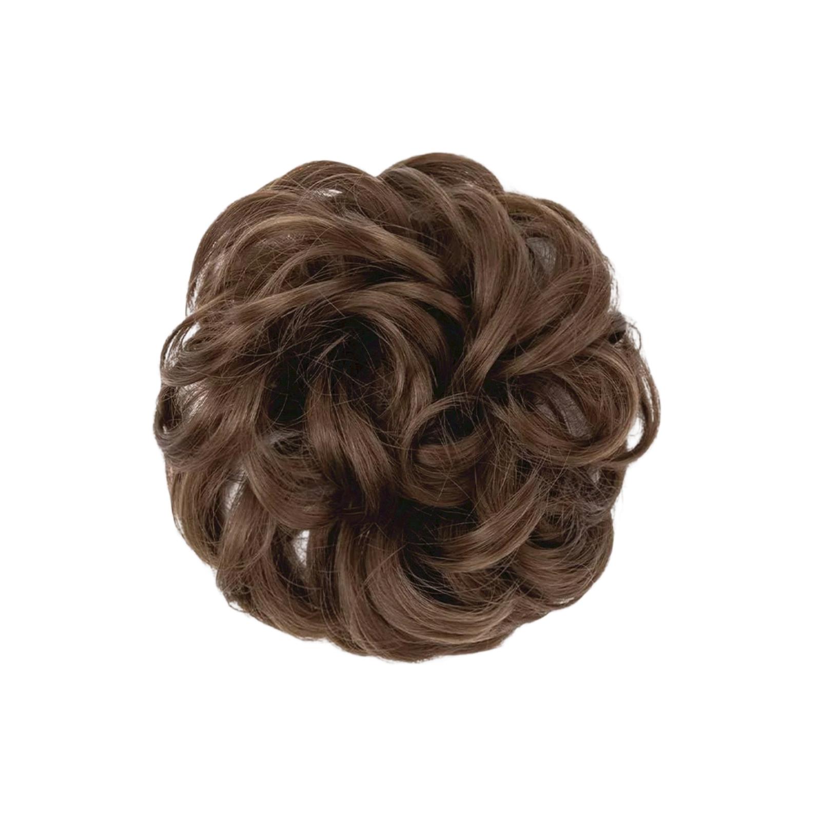Накладки для пучка, Кудрявые резинки для волос, Густые накладки для прически коричневый