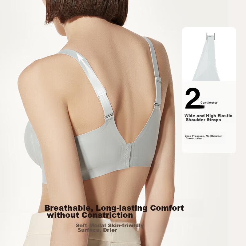 Ubras Side Support Large Cup Back Hook Bra with Thin Straps, Minimizing for Large Breasts, Women's Underwear, Push-Up Brassiere, Orchid Smoke L