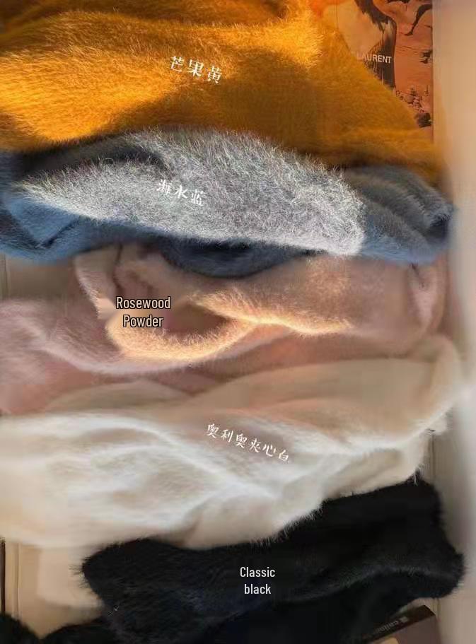 Women's Fluffy Mink Velvet V-neck Sweater: Japanese & Korean Style, Fashionable, Versatile, Loose Fit for Autumn/Winter