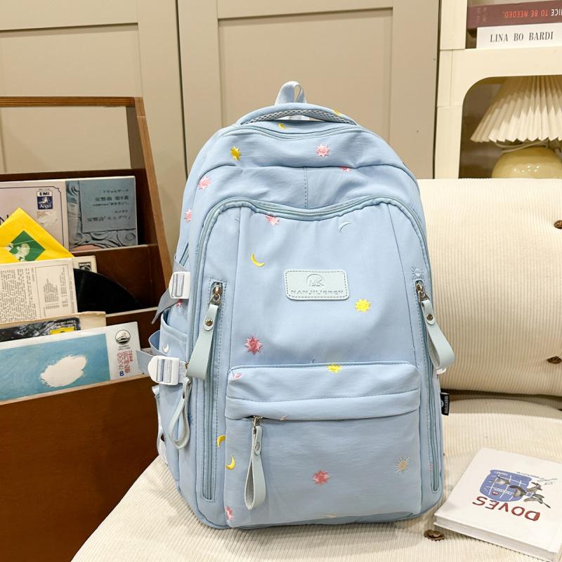 Embroidered Schoolbag Female Junior High School Students High Appearance LevelinsNiche Large Capacity Campus Backpack High Schoo