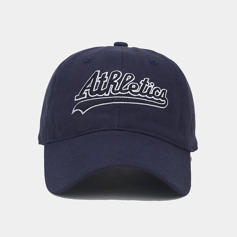 American Retro Letter Embroidered Peaked Cap for Women with Wide Head Circumference and Small Face, Solid Color Soft Top Sunshade Baseball Cap Tide