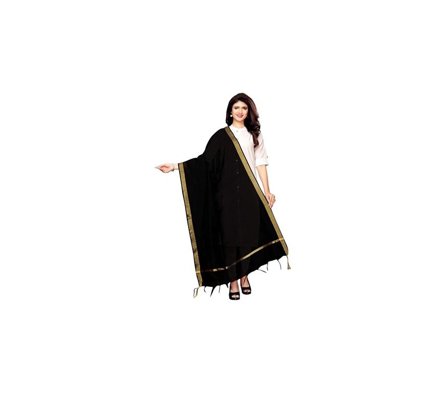 TreegoArt Fashion Women s Plain Cotton Dupatta With Tasseled For Etchnic Wear Long Dupatta Chunnis Odhni - Pack Of 1 чёрный