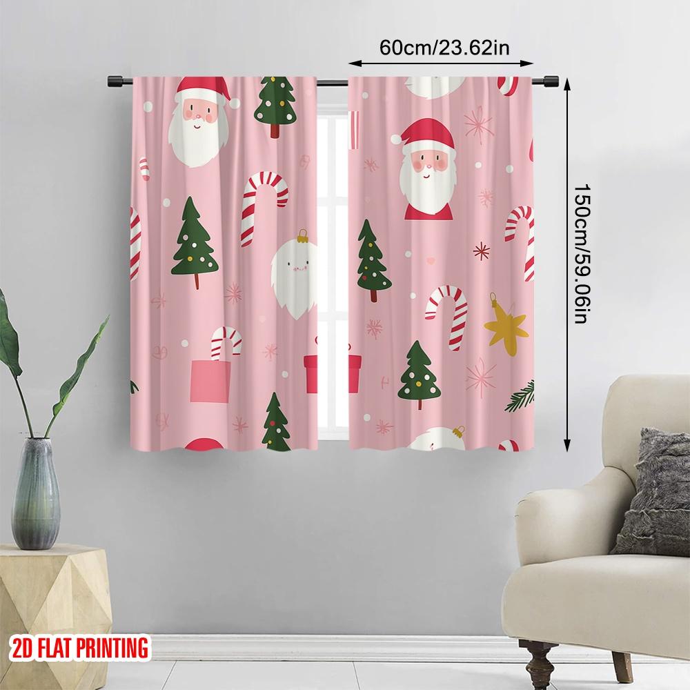 2 Stück, 2D-Flachdruck Beliebte Vorhangpaneele Weihnachtsbaum Schnee Geschenk (2) Vielseitiges, strapazierfähiges Polyester (ohne Stange) Dekorationen