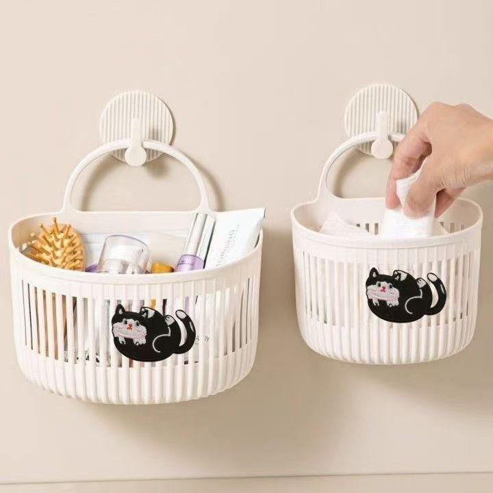 Wicker-Style Storage Bin - Wall Mount & Countertop Organizer 2-pack