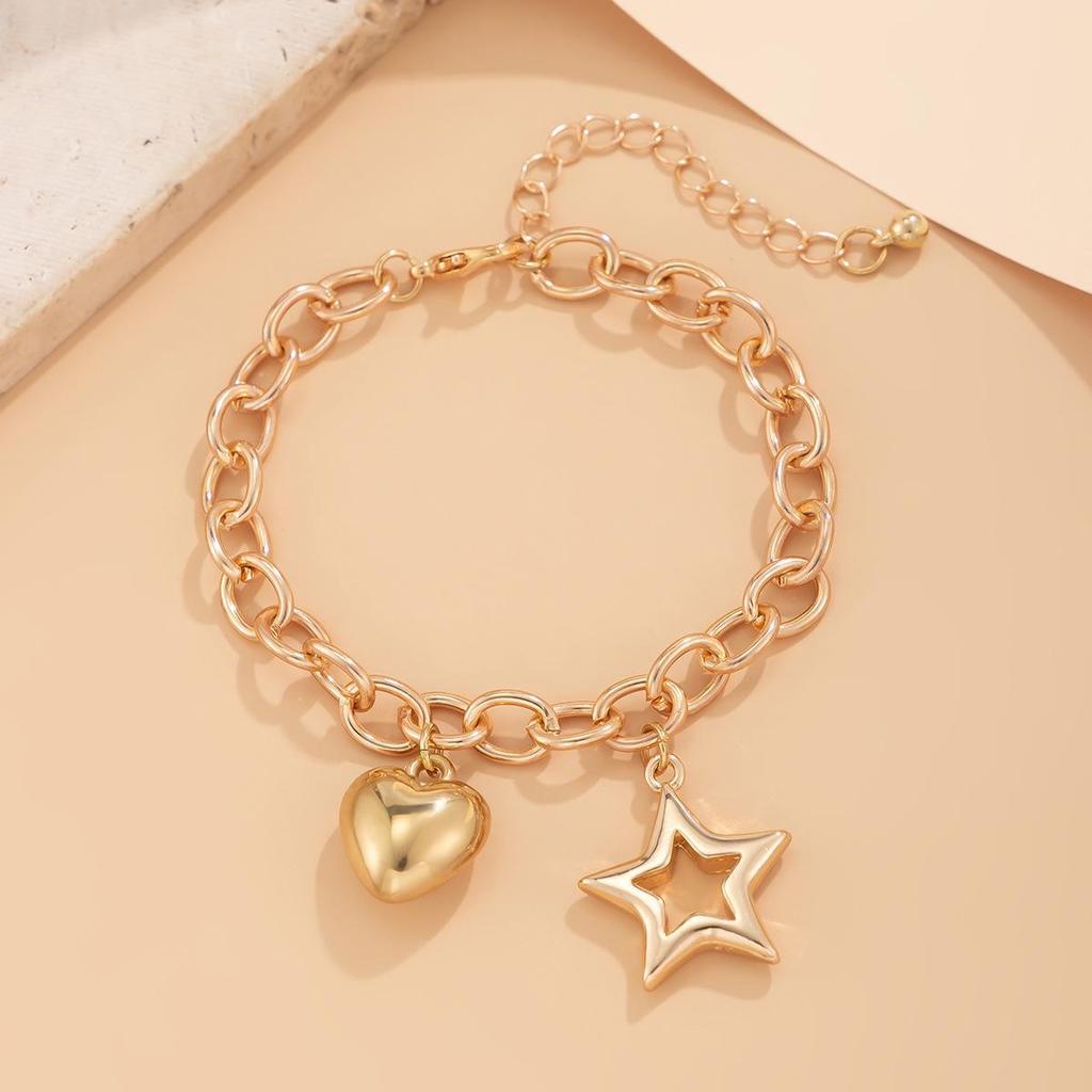 European & American Hollow Star Heart Alloy Bracelet - Summer Collection for Women