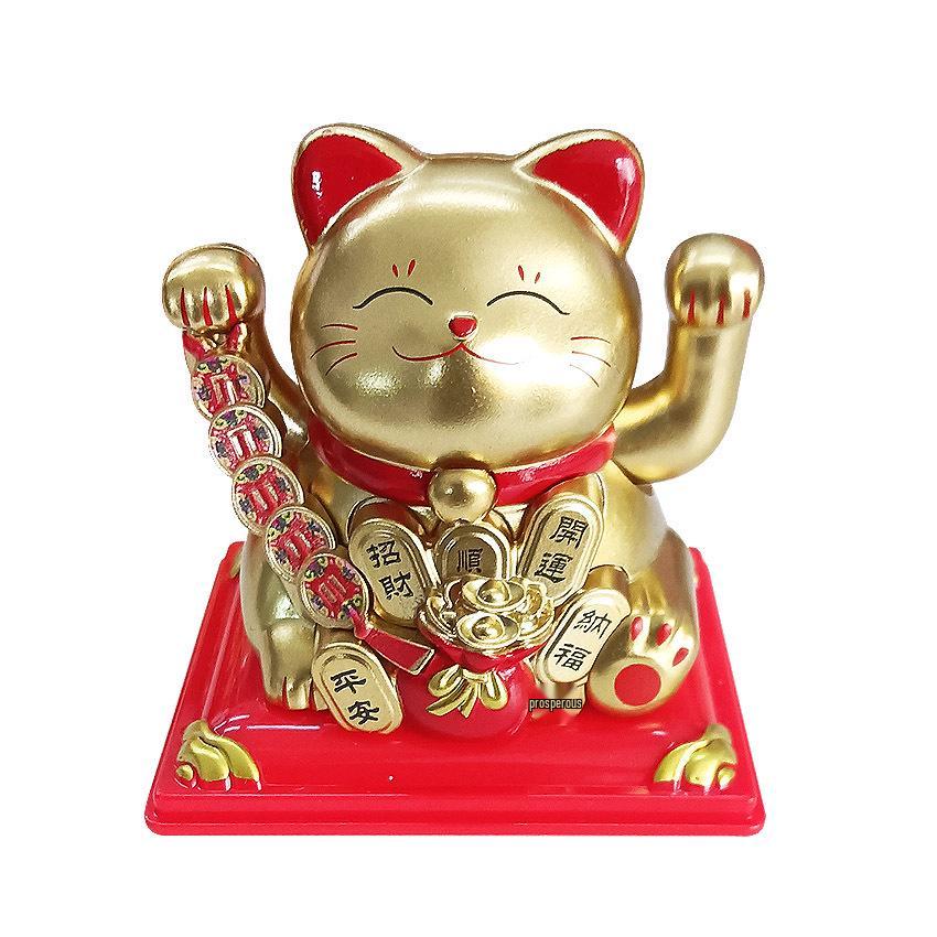 Y Solar Fortune Cat Waving Hand Ornament: Light-Powered Decor for Car, Living Room, or Office Desk
