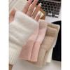New Trendy Half-finger Plush Gloves, High-value Princess Style, Warm Autumn and Winter Gloves and Socks, Touchscreen Compatible