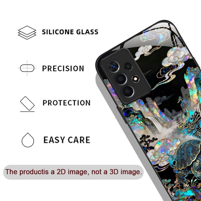 Stylish Dragon Leopard Marble Texture Tempered Glass Phone Case for Samsung Galaxy A56 A55 A54 A53 A52 A36 A14 A15 A16 A32 Cover