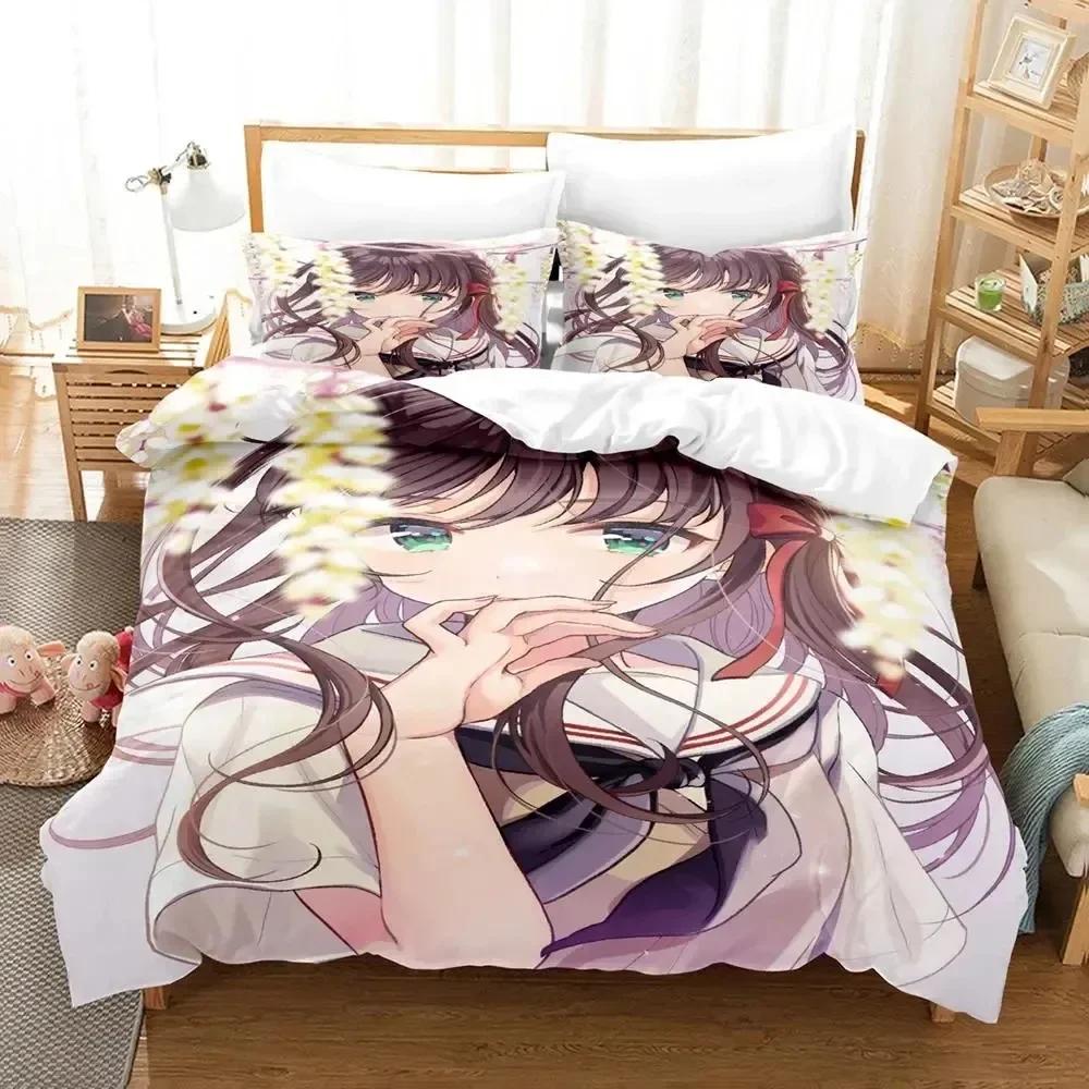 Girls Anime Shy Bedding Set Duvet Cover Bed Set Quilt Cover Pillowcase Comforter King Queen Size Boys Adult Bedding Set