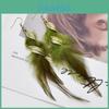 Bohemian Feather Pendant Earrings For Women With Alloy Material And Vintage Style